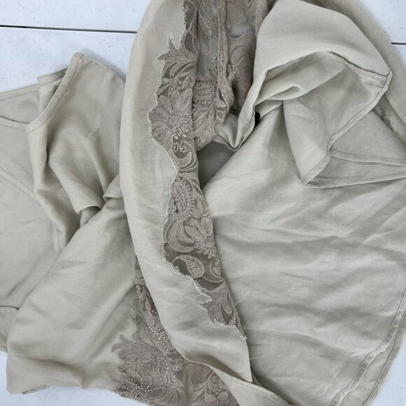Soft Surroundings M Beige Lace Embroidered Sleeveless Top Travel Boho - Picture 6 of 10